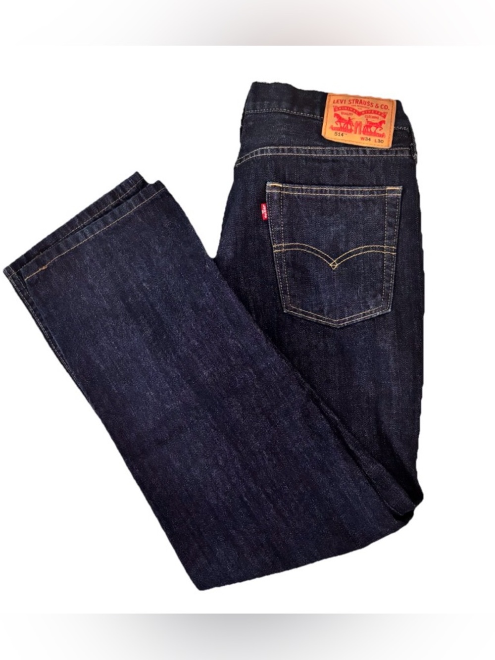 Levi's 514 Jeans Mens 34x30 Blue Dark Wash Straight Denim Zip Fly 5 Pocket EUC